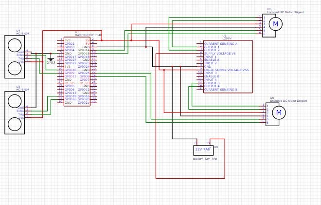 Circuit diagram of the Patrol Bot's electronics